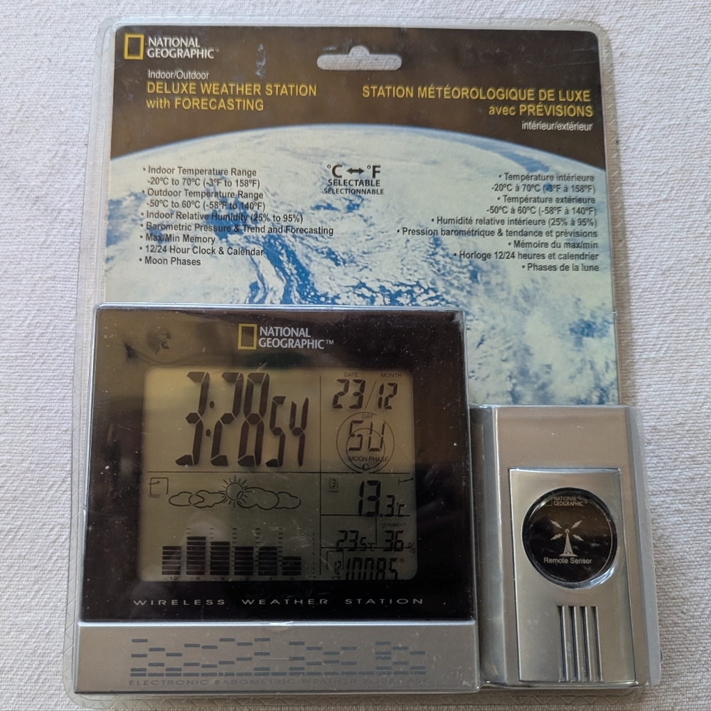 New National Geographic Deluxe Weather Station Thermometer Temperature Remote